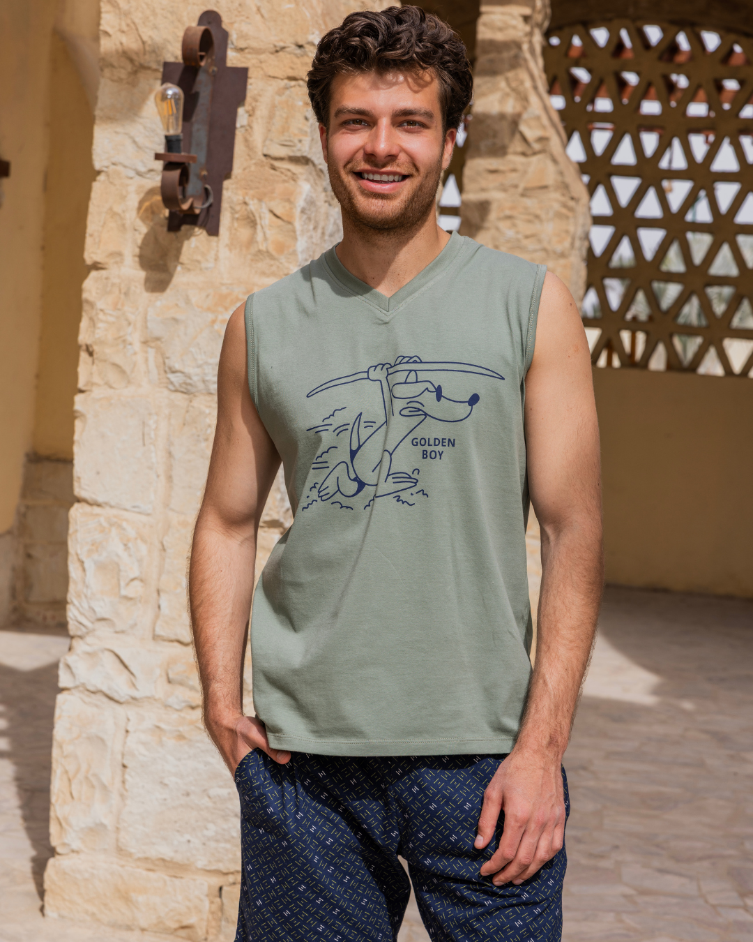 roads Men's pajamas and shorts with stripes and dots