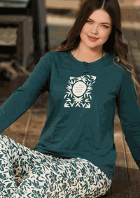 The ocean view club بيجامه حريمي تيشرت كم وبنطلون مطبوع ورد