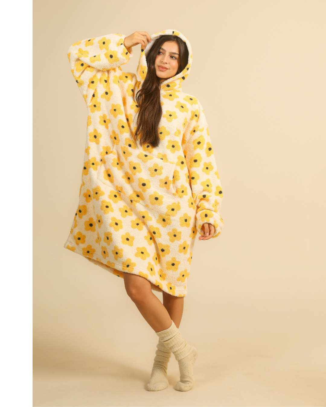 Enjoy Warmth in Big Yellow Flowers Wearable Blanket 