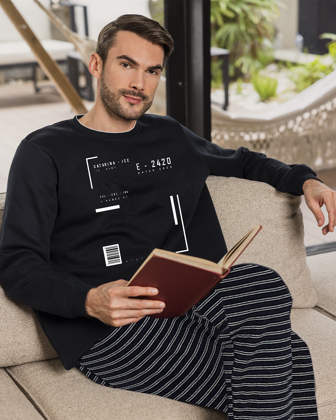 Next in Line Cream long sleeve pajamas