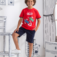 Boys' pajamas with car racing print