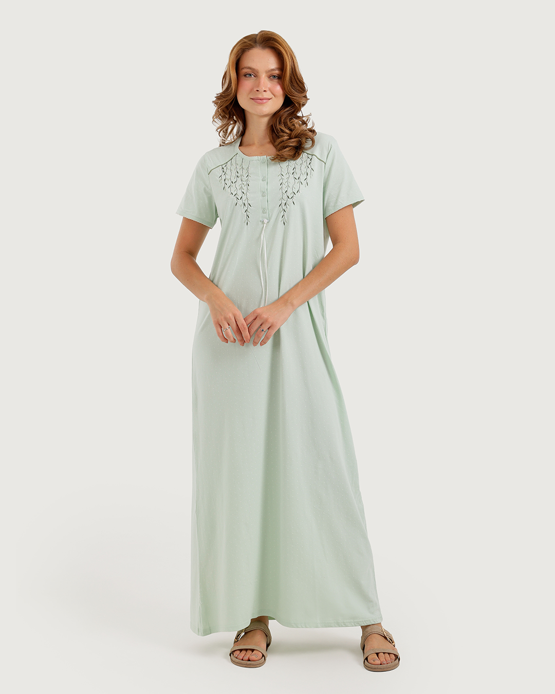 Women's long half-sleeve embroidered jalabiya