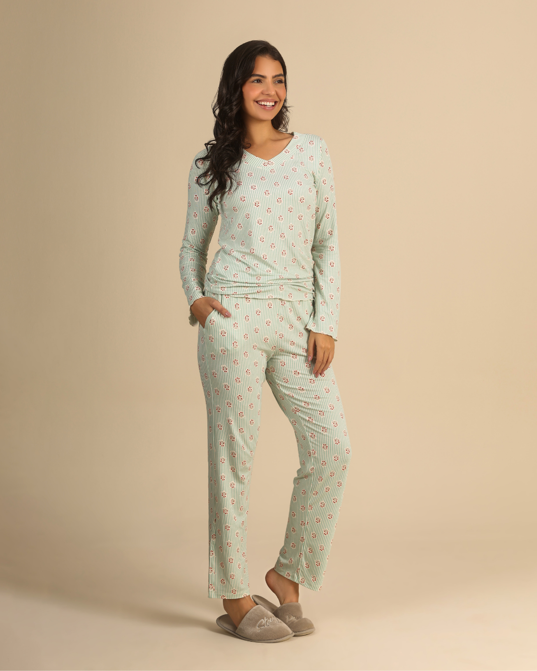 Women Pajama in Floral stripes