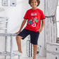 Boys' pajamas with car racing print