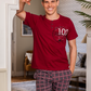 LOUNGE 102 Men's pajamas, long checked trousers, printed half-sleeve T-shirt