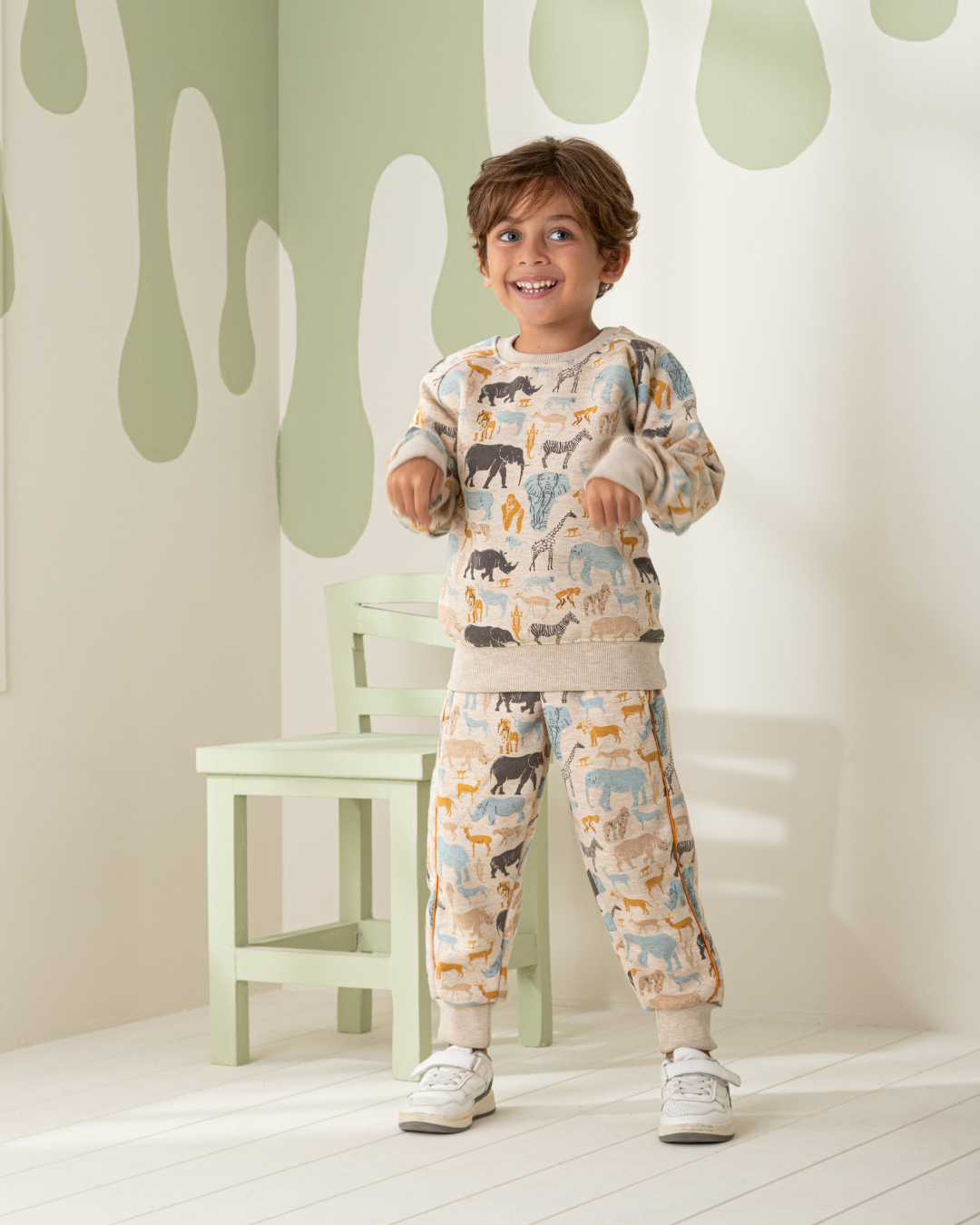 Zoo Animals Boys' Melton Cotton Pajamas