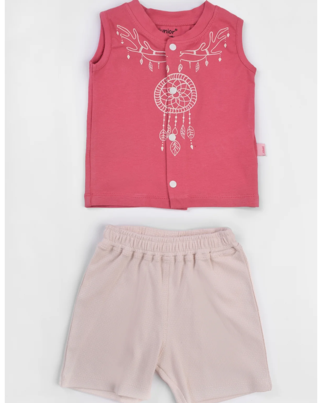 Boho Style بيجامه بناتي تيشرت كت وشورت مطبوع