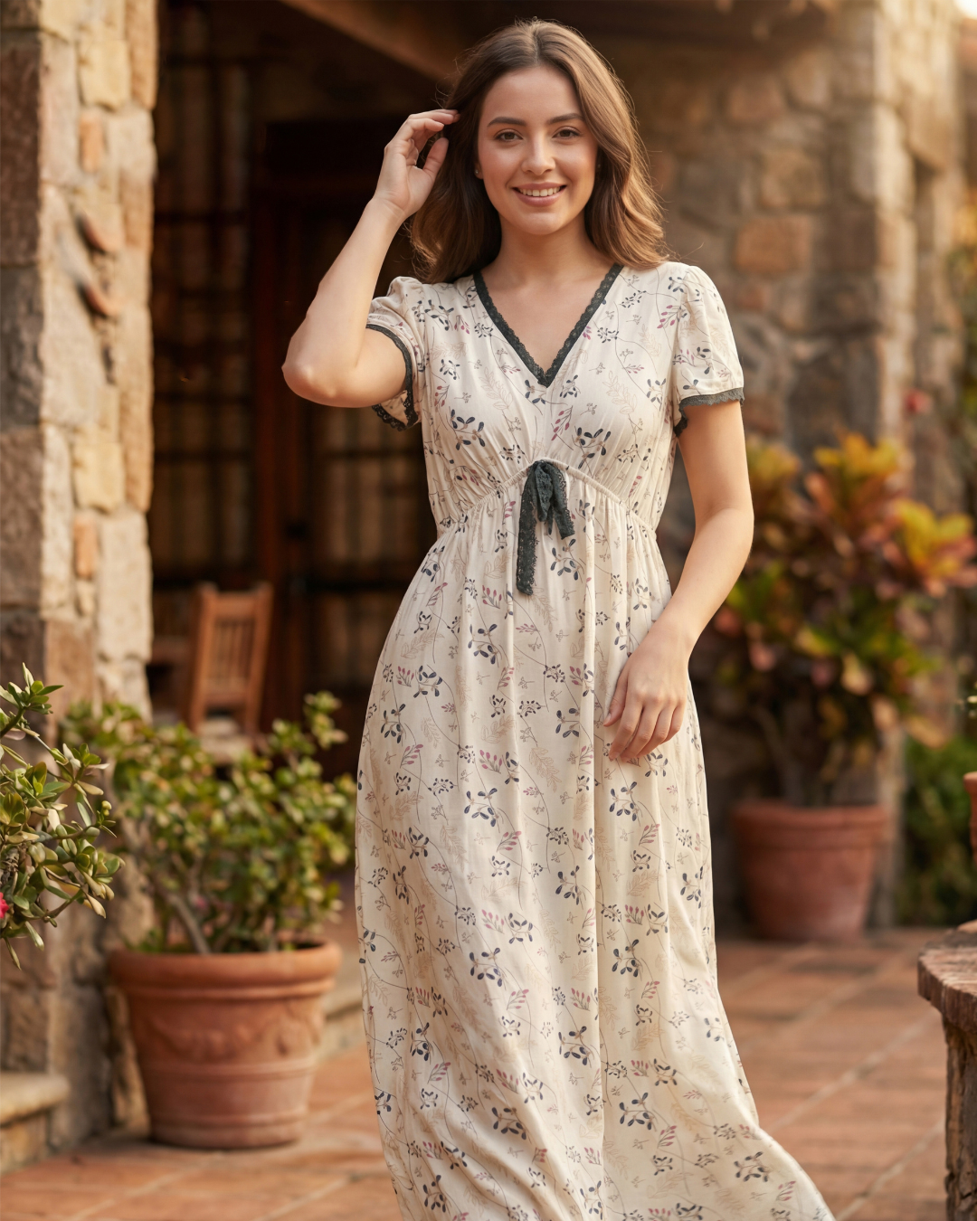 Women's Long Nightshirt Short Sleeve