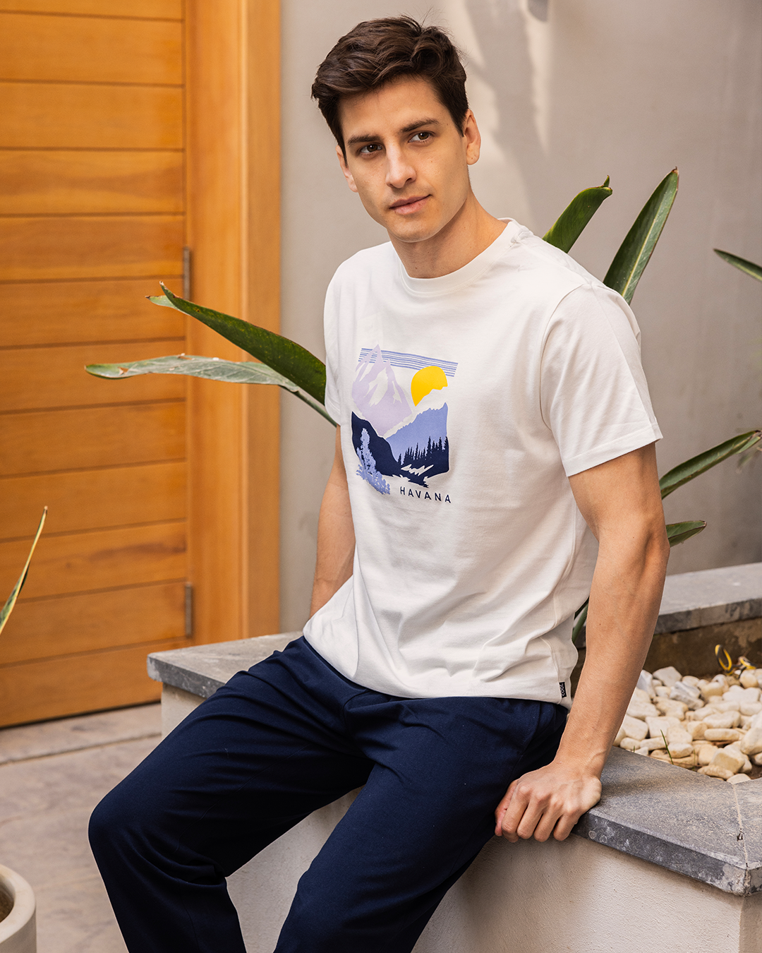 Havana men's pajama pants with half sleeves