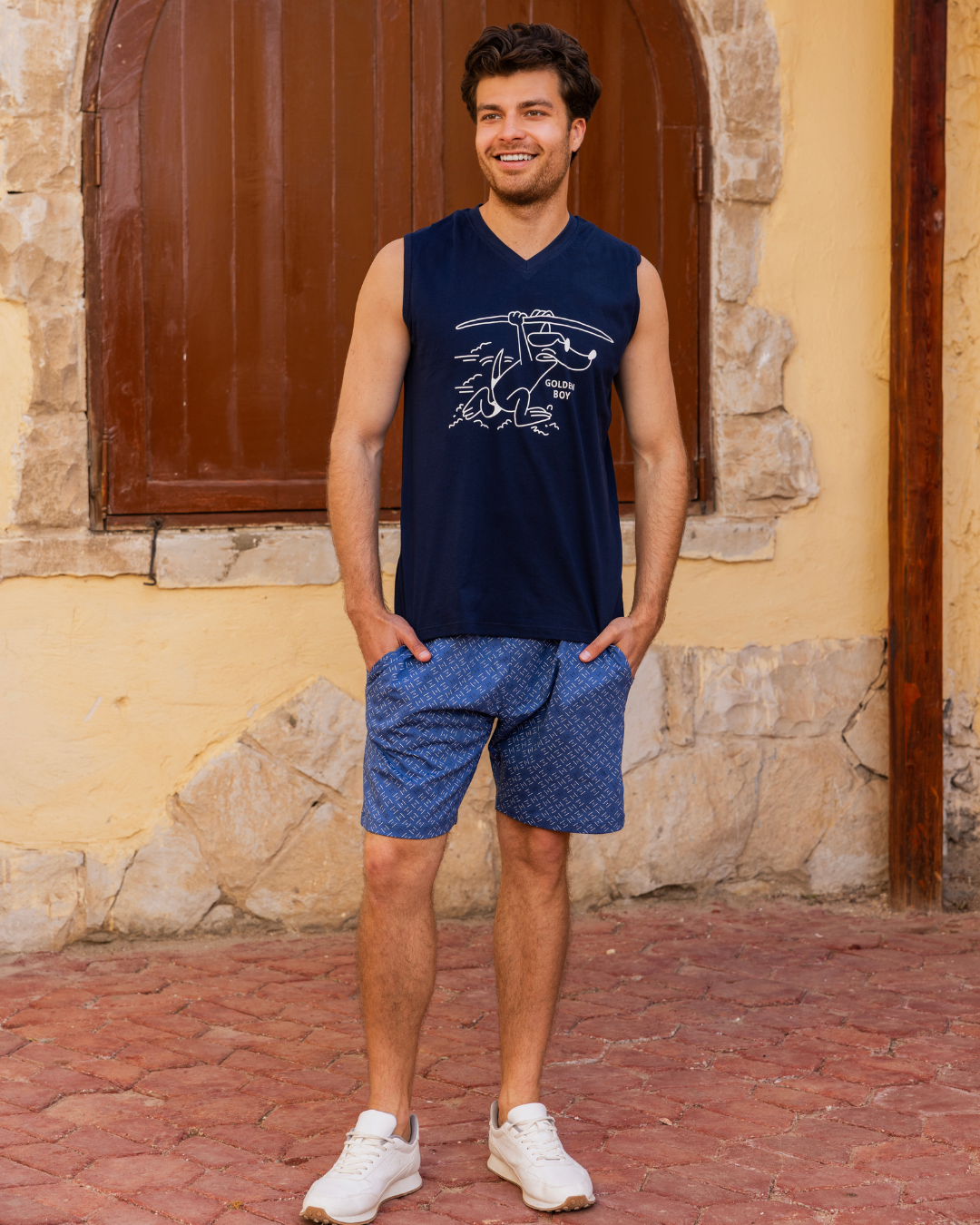 roads Men's pajamas and shorts with stripes and dots