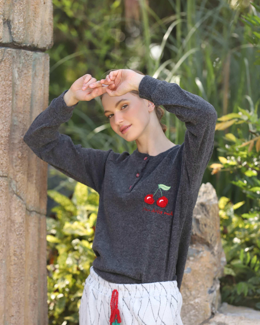 I love Cherry Women's pajamas with cherry buttons