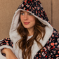 Black Flowers Women's Polar Robe with Capecho