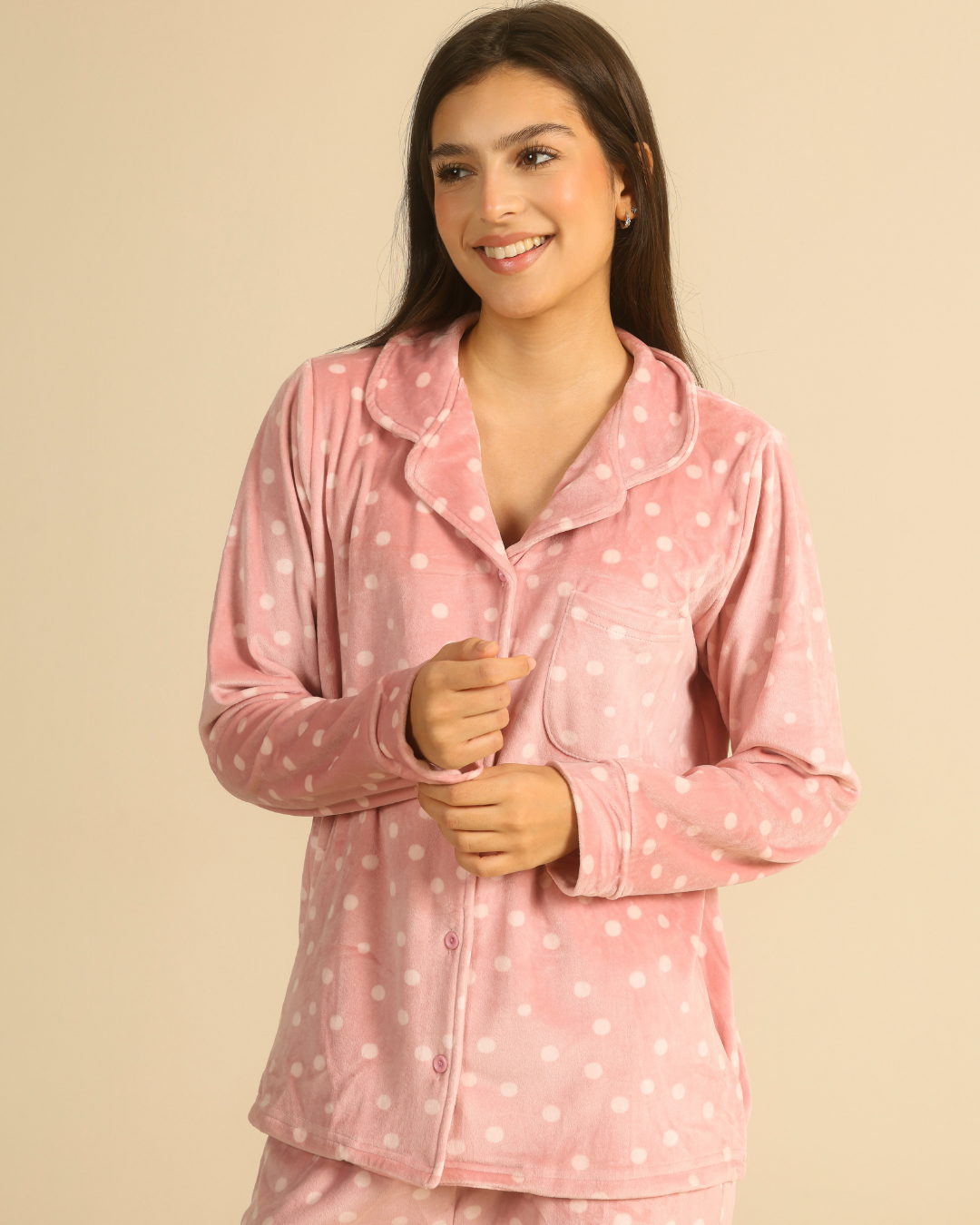Polka Dots Women Classic pajama in Nude