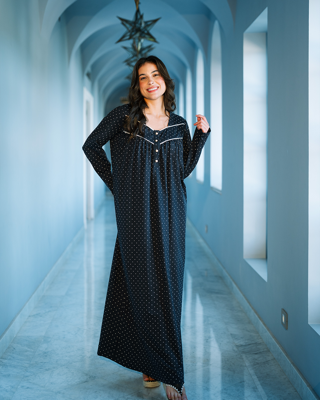 Polka Dots جلابية حريمي بكُم