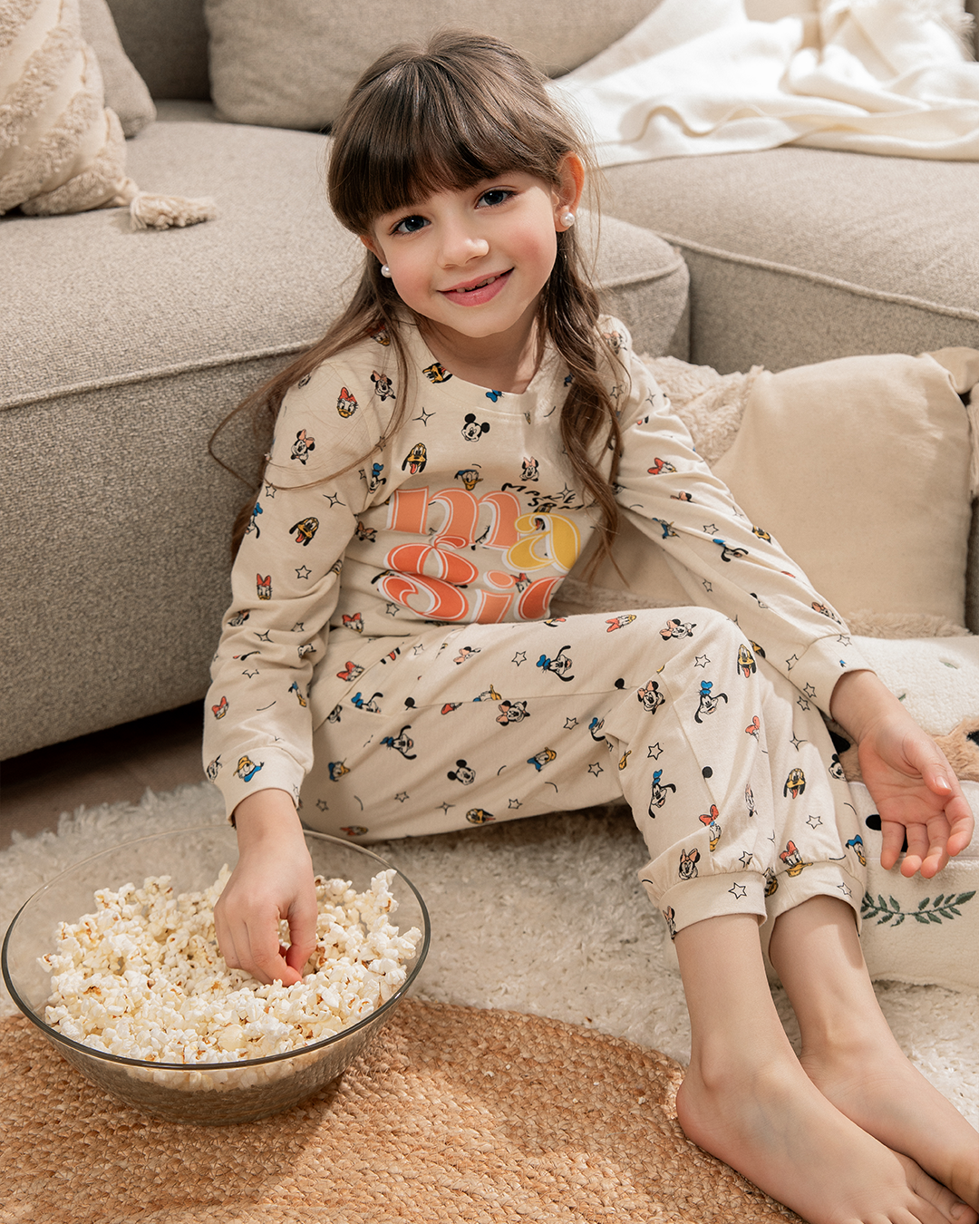 Minnie and mickey بيجاما بناتي كُم طويل