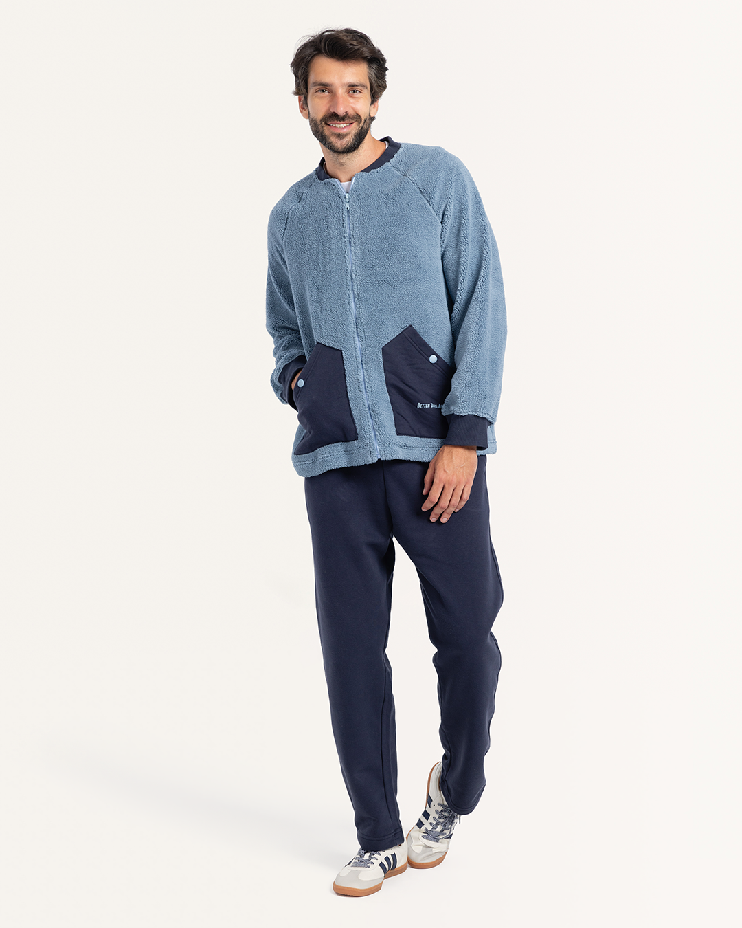 بيجاما بكم طويل و جيب من خامه البنطلون وبنطلون مستقيم