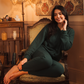 Melton loungewear set with front buttons