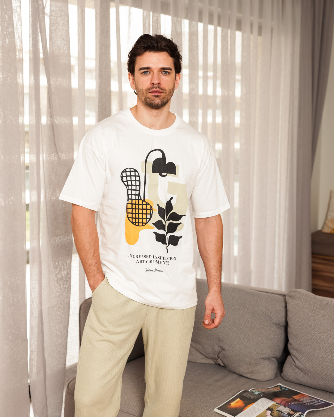 بيجاما نص كم كولا عريضة و بنطلون جاكارد