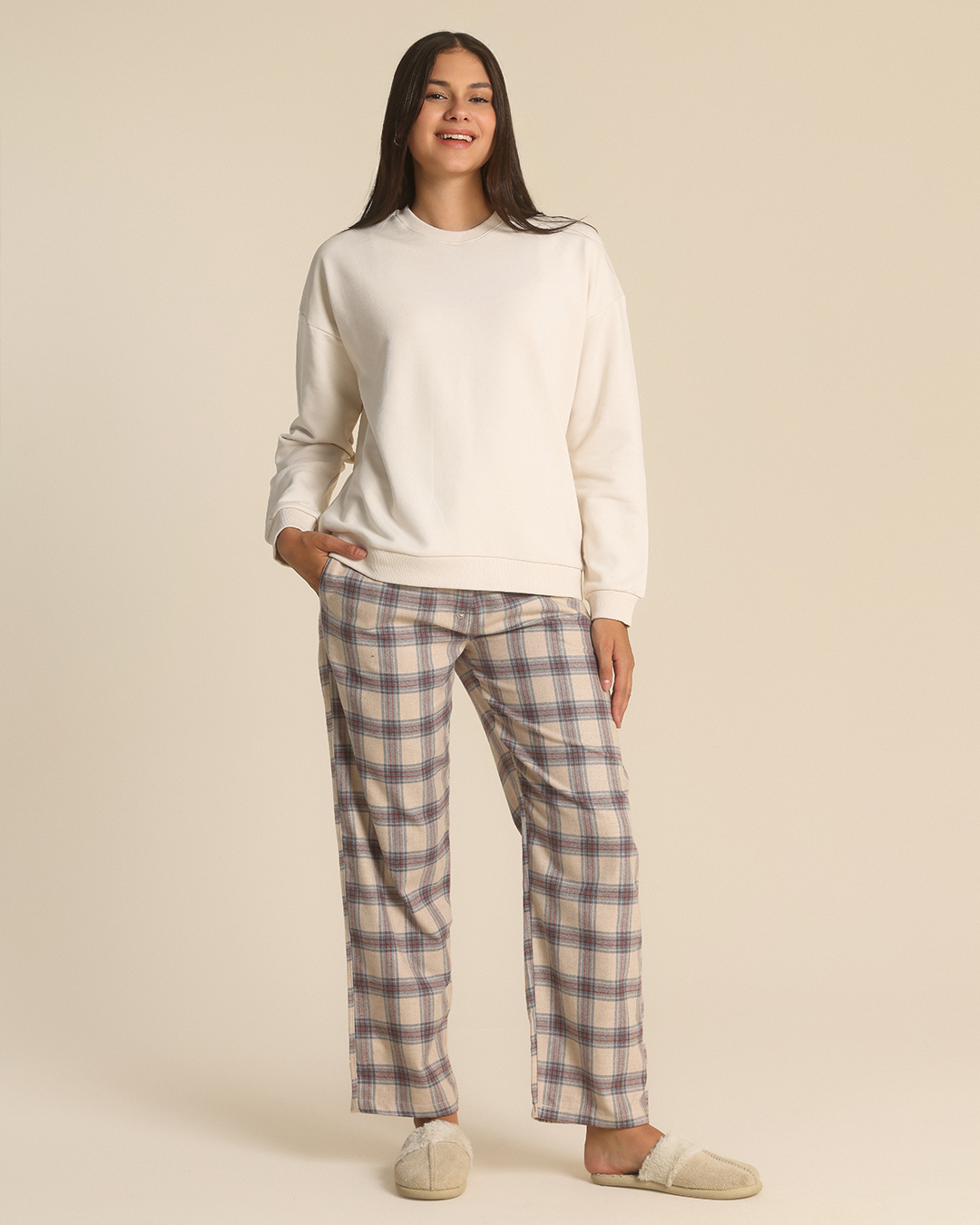 Sharing Warmth Women's Pajama in Cream Color