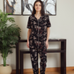 Classic women's pajamas, half sleeves and patterned pants