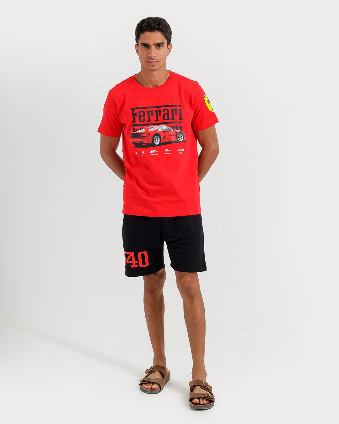Ferrari Men's Pajama Set Half Sleeve with Shorts