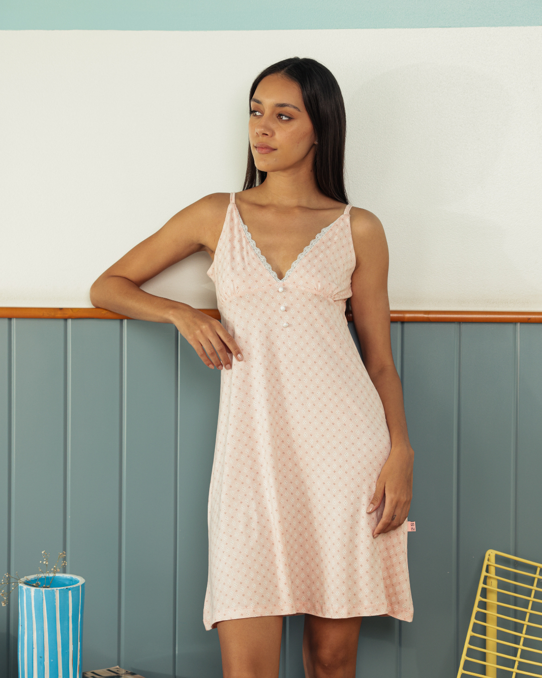 Mini Hearts maternity  lace night-shirt with printed modal lycra lace