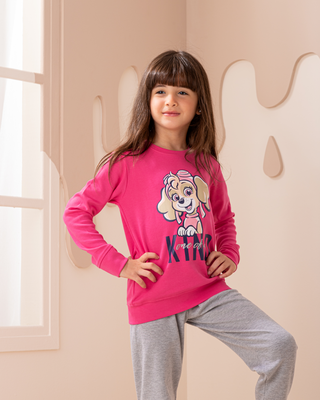 Kind girls set interlock print