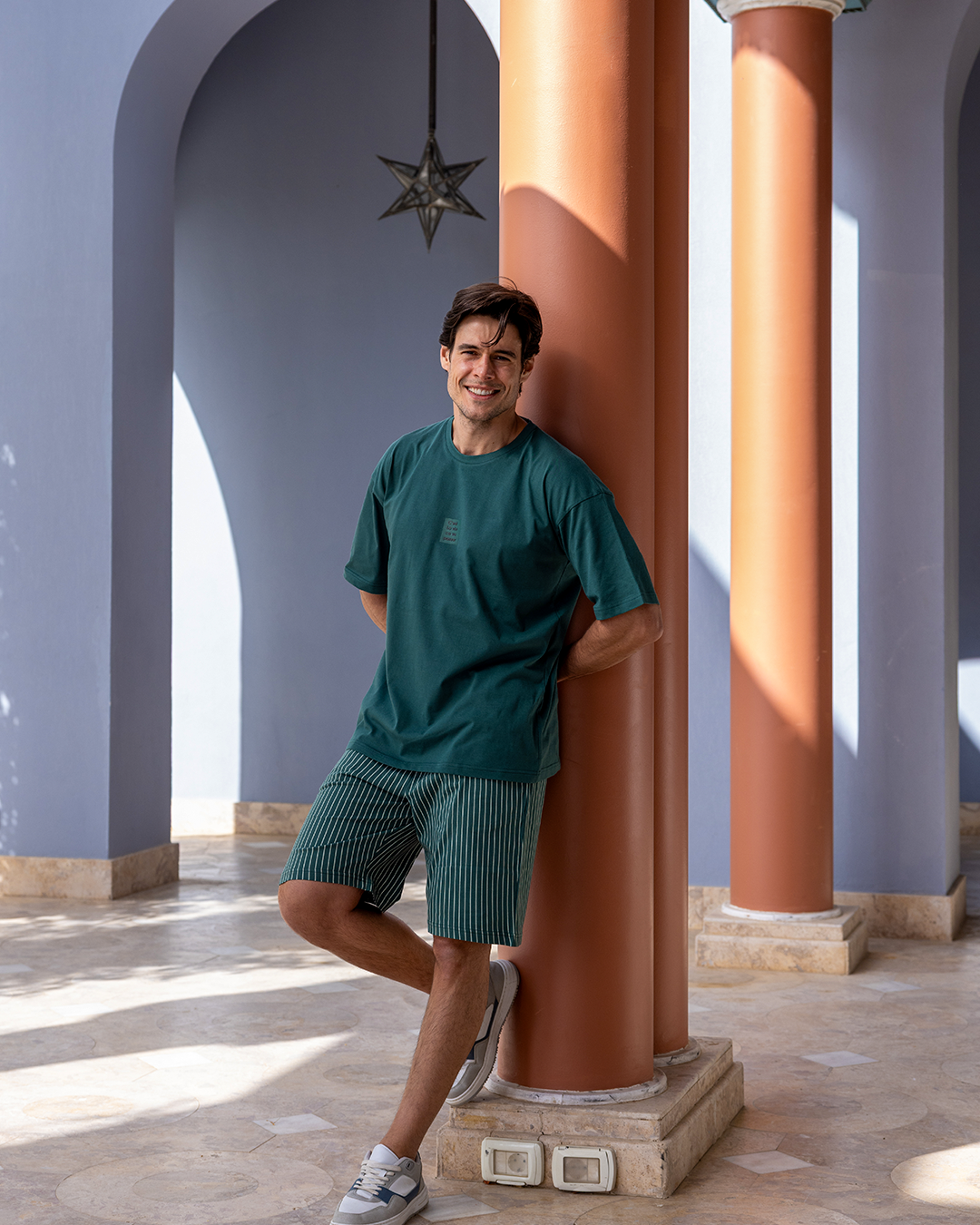 بيجاما نص كم و شورت قطن مخطط