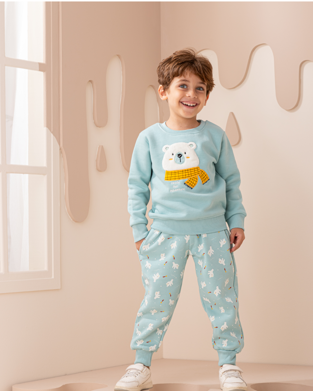 Ready for Adventure بيجاما اولادي سويتشرت وبنطلون مطبوع