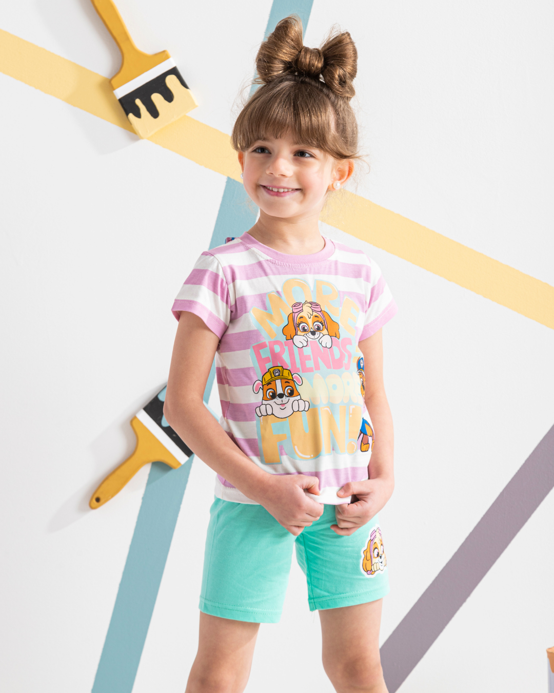 paw patrol girls pajamas striped shorts