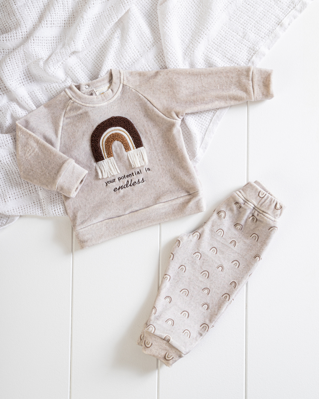 Elastin Soft Velvet Newborn boys pajama Bohoo Rainbow