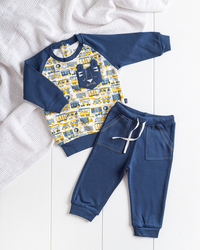 Jungel Train Pajamas for boys, T-shirt + printed pants