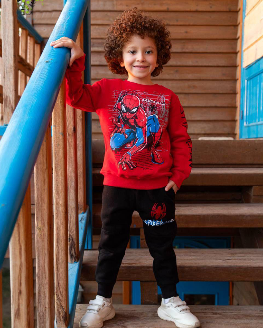 SPIDER MAN بيجامه اولادي وسط بكم وبنطلون