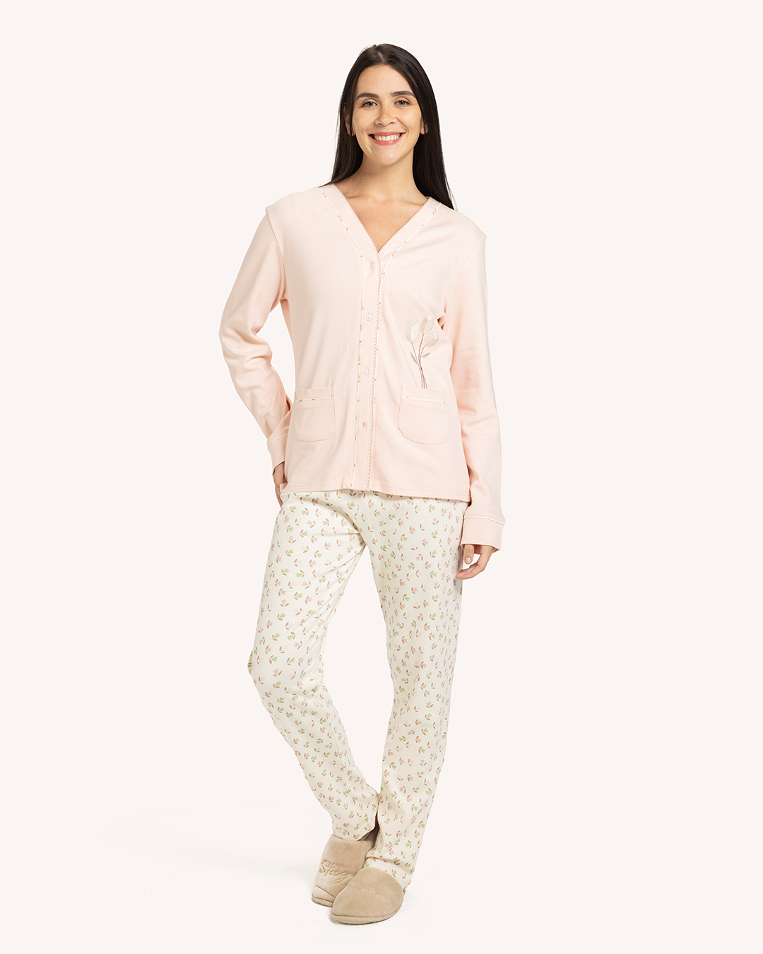 بيجاما حريمى كم زراير بنطلون جيبين