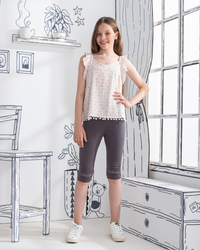 Ciao Bella بيجامه بناتي تيشرت كت وبنتاكور مطبوع