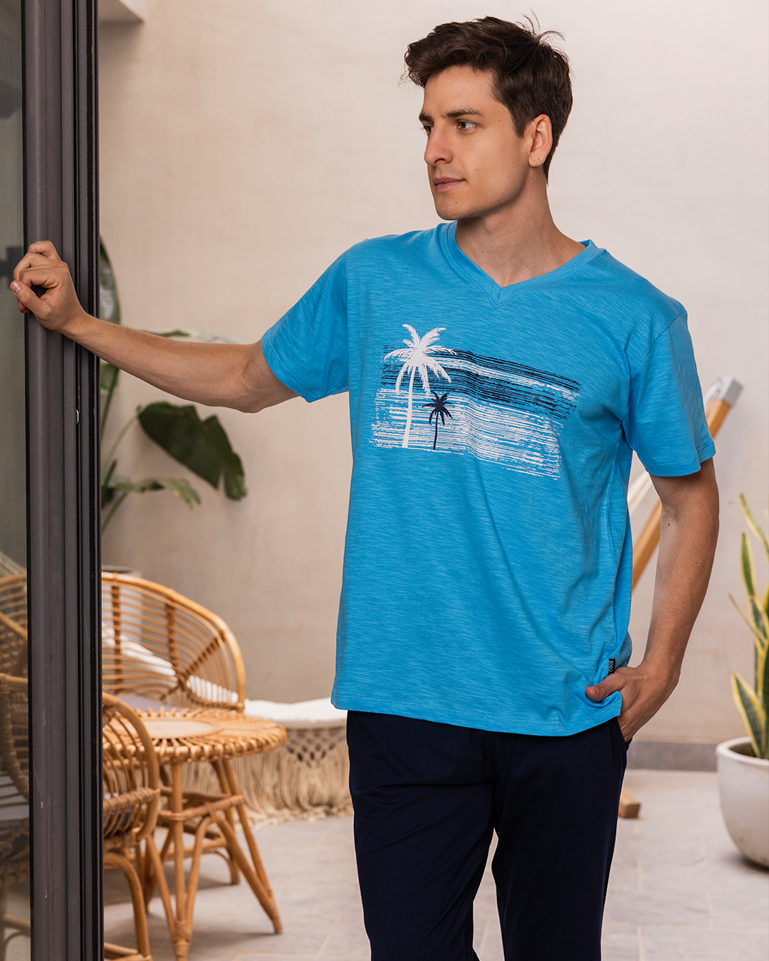 طق النخلة بنتاكور V بيجامه رجالي نص كم