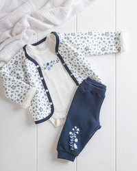 Flower بيجامه بناتي بودي+جاكيت+بنطلون مطبوع