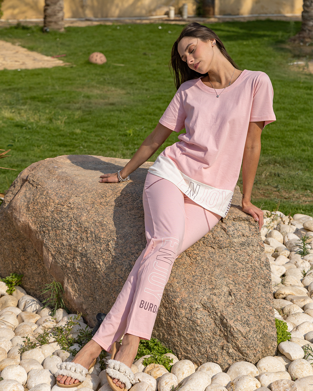 بيجامه حريمي بنطلون مطبوع