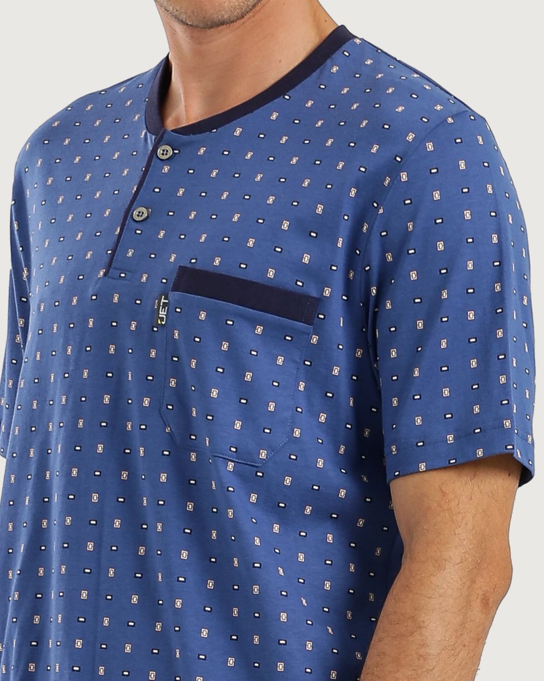 Men's Short Sleeve Pajamas with Round Neck Pants