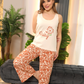 Daisy transportation Women's pajamas with a crop top and leaf-print pentagram