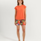 Women's Pajama Shorts with Orange Flowers