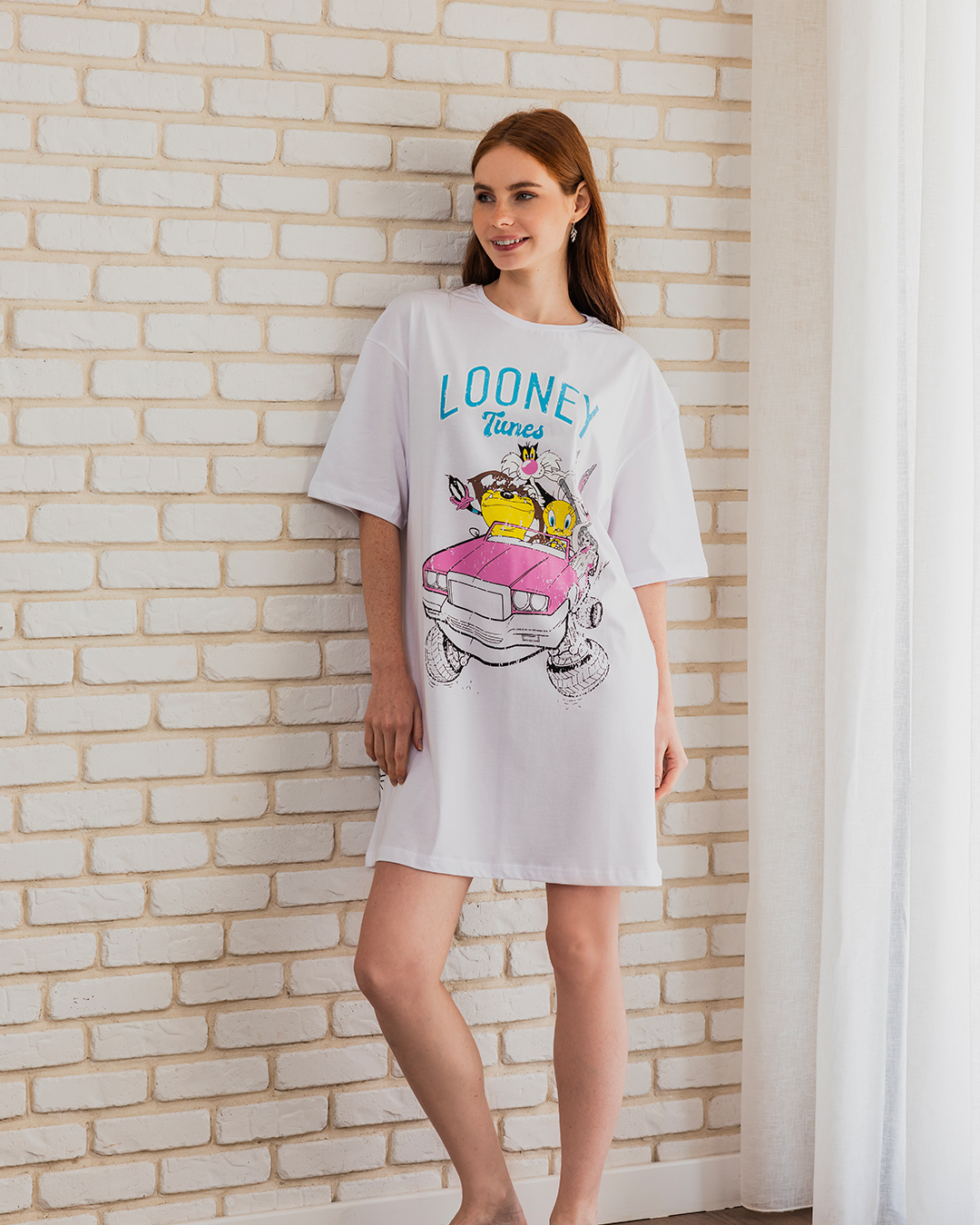 LOONEY TUNES Women's Night Shirt, Half Short Sleeve