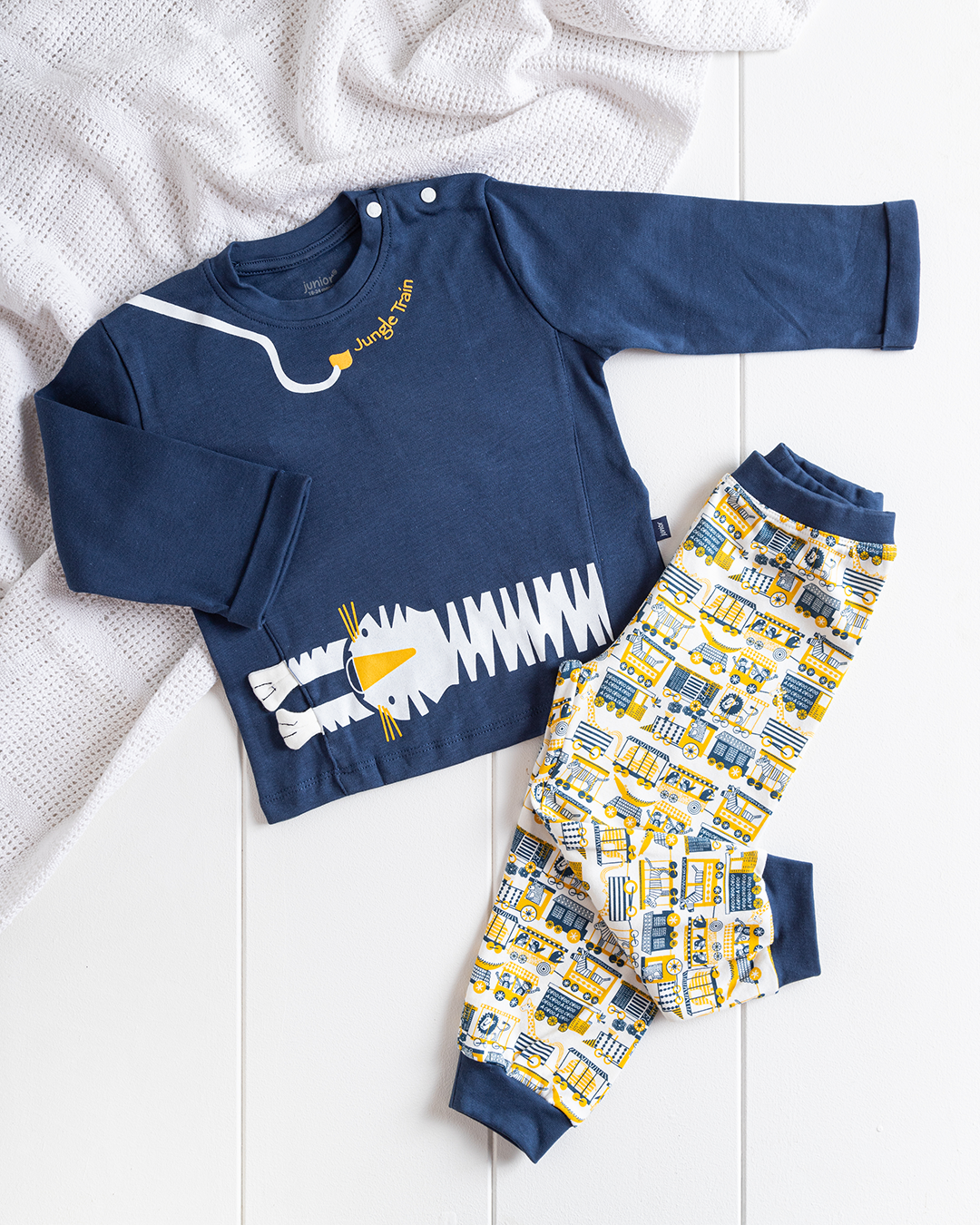 Jungel Train Pajamas for boys, T-shirt + printed pants