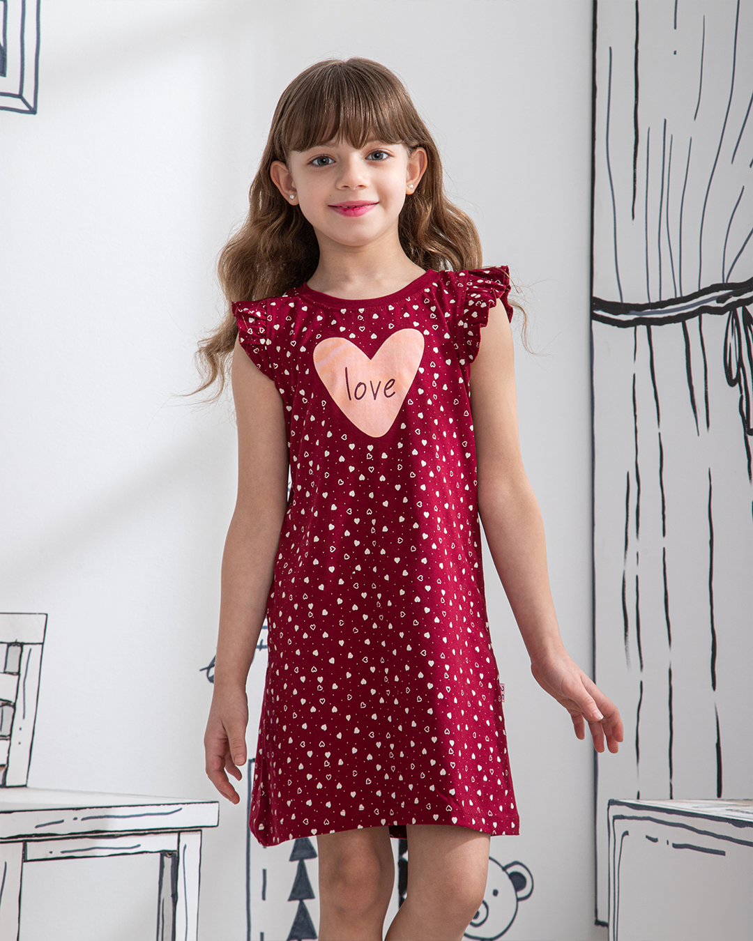 Love hearts girls nightgown