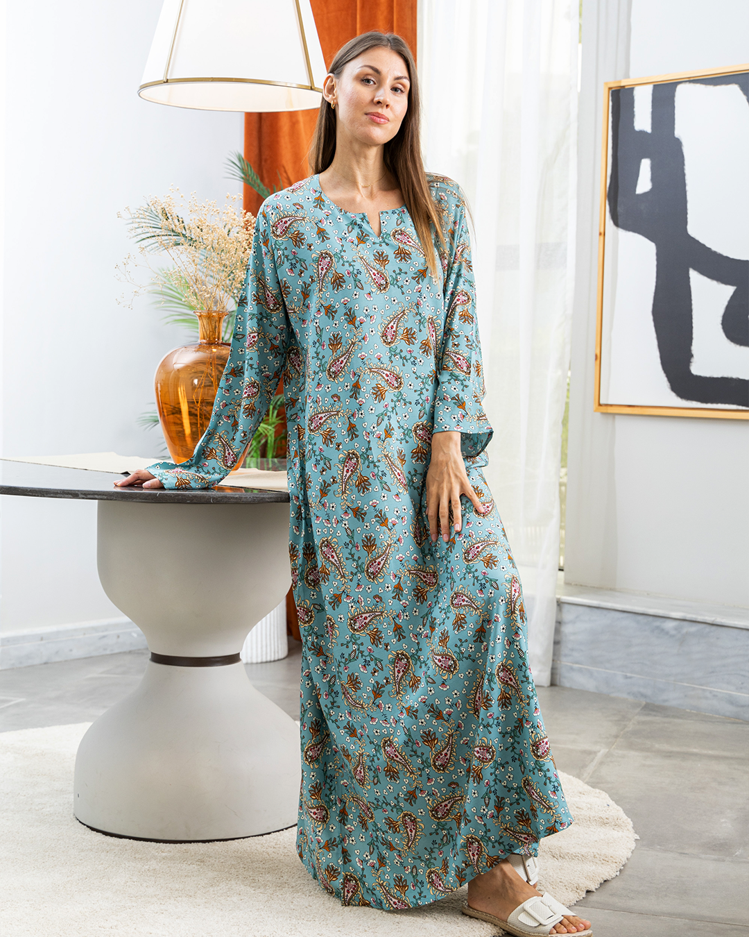 Viscose shirt with floral sleeves 55