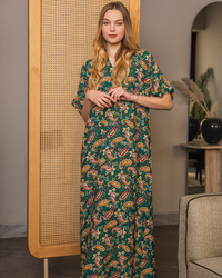 129 قميص فسكوز نص كم مشجر