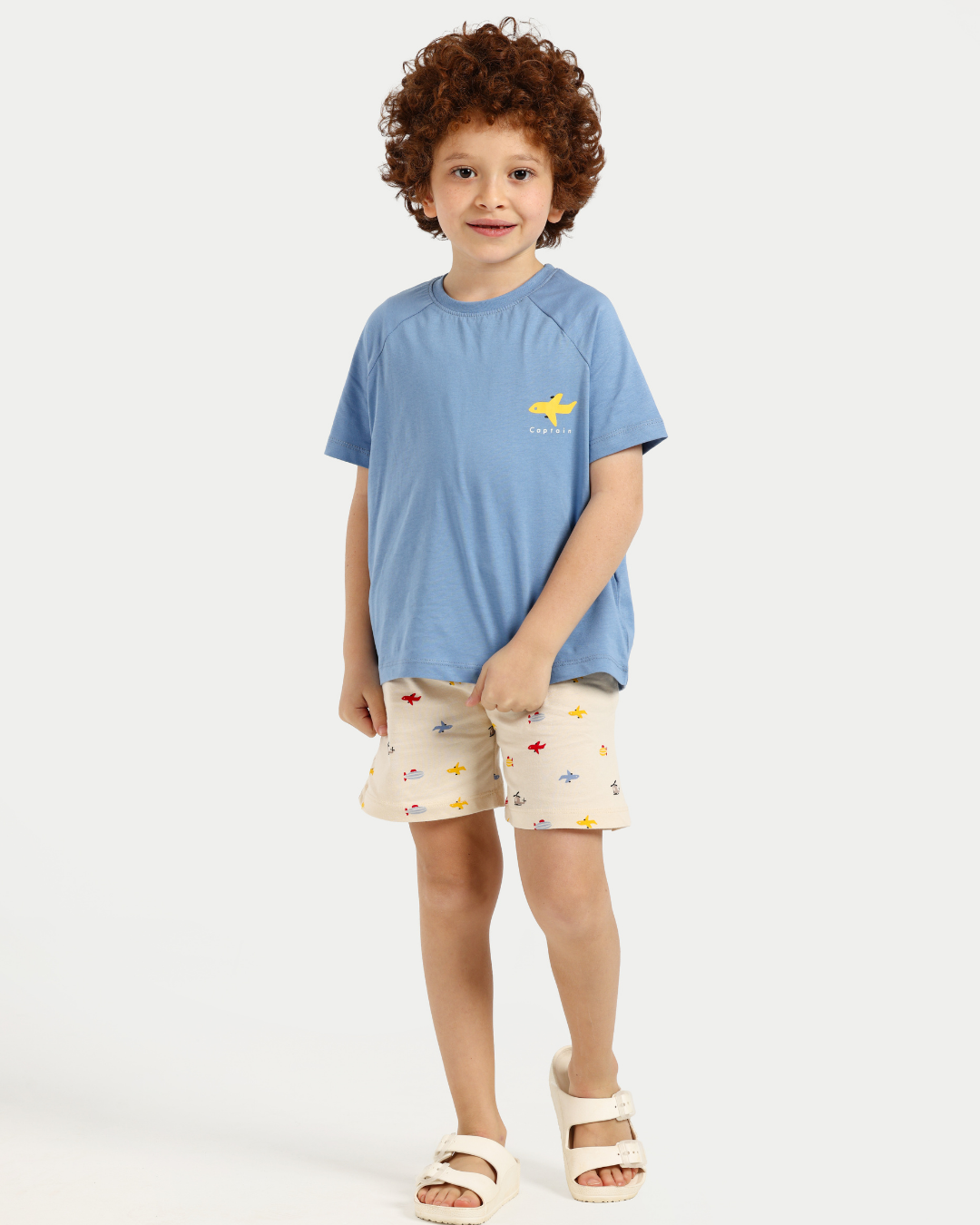 Little Pilot Pajama Short in Bright Blue