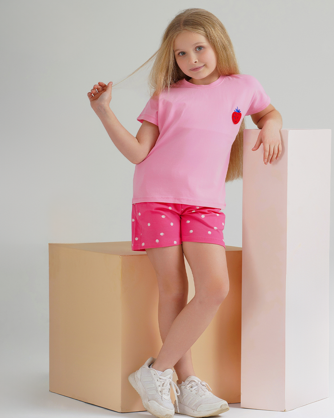 Strawberry Girls' pajama half sleeve shorts