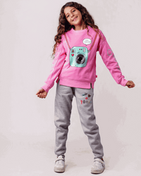 Smile Girls' pajamas, Round Milton, 4 prints, cuts in the chest, sleeves, and sleeves + printing