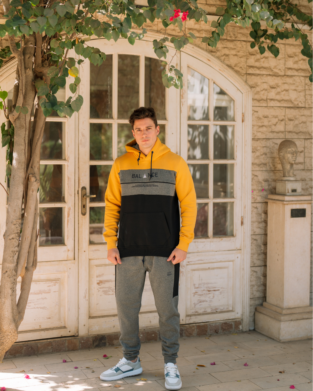 Galvani BALANCE Men's hooded pajamas with pockets and chest print